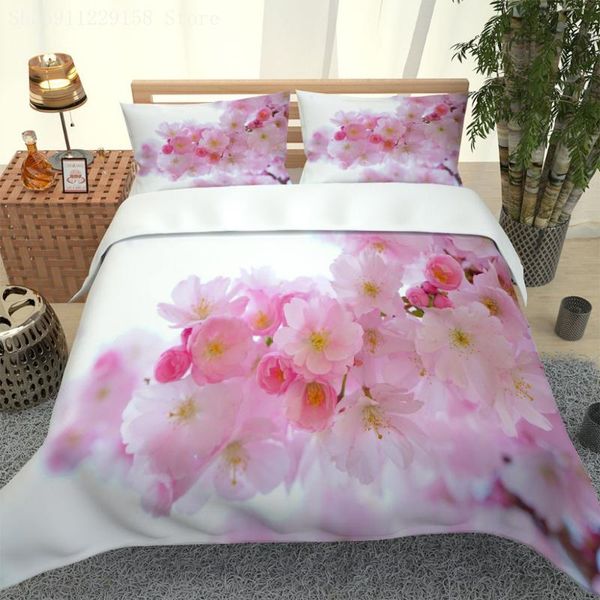 

bedding sets flowers set girl duvet cover home textiles 3-piece white blue pink