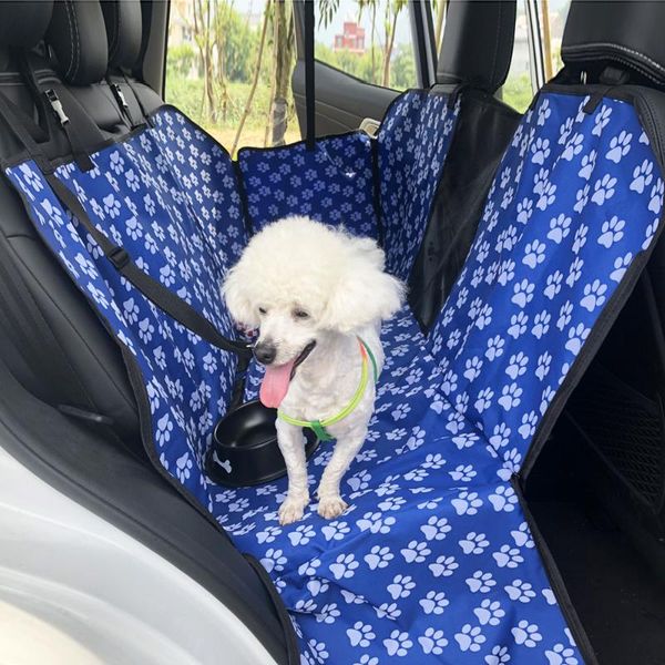 

dog car seat covers waterproof oxford pet cover size 140x145x35cm mat out rear pad print blue with mesh traval