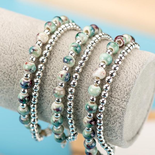 

women's ceramic bracelets charms and bangles fashion accessory jewelry wholesale #3492 charm, Golden;silver