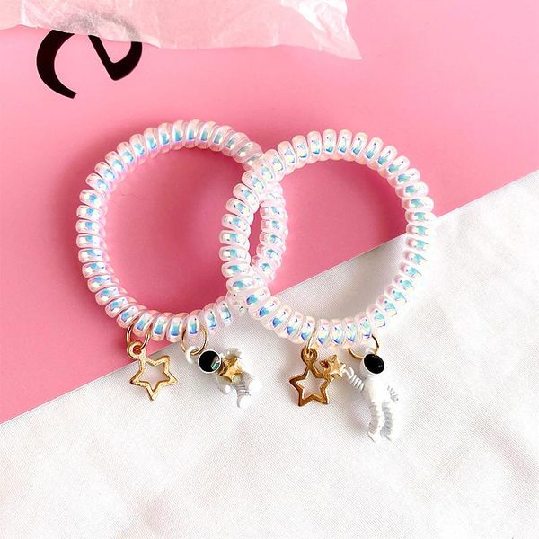 

white color scrunchies telephone wire elastic hair bands for girls headwear ponytail holder rubber women accessories, Slivery;white