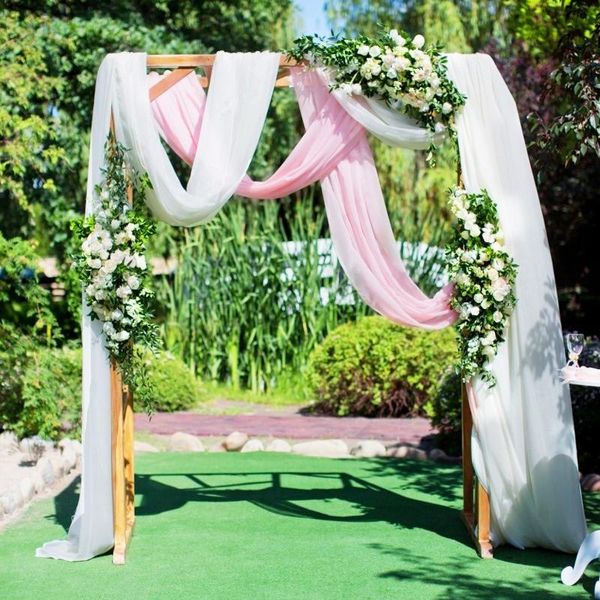 

party decoration white pink wedding arch draping chiffon fabric drapery backdrop curtain table runner for decor