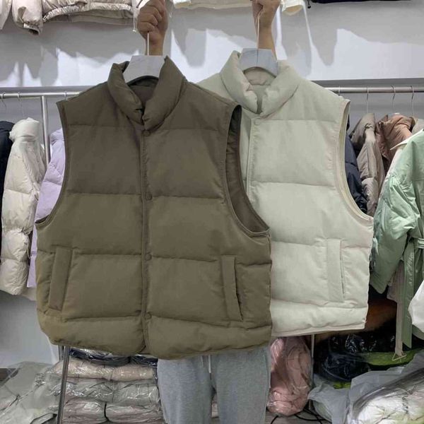 

korea east gate simple and versatile loose short white duck down et women's vest, Black;white