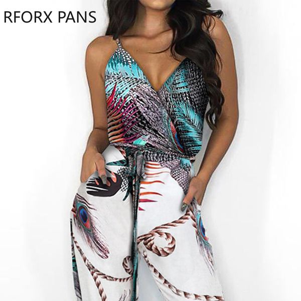 

2021womens spaghetti strap mixed print slit leg jumpsuit jumpsuit, Black;white