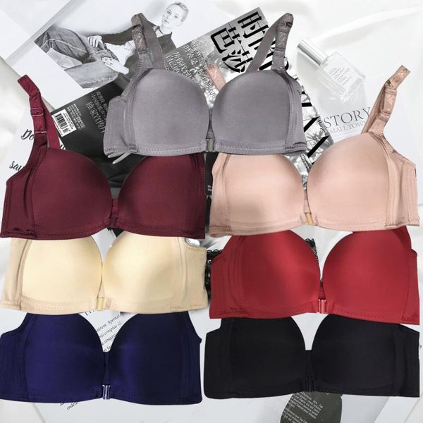 

bras push up bra smooth underwear front buckle anti-sagging women's adjustment breathable comfort full cup lingerie, Red;black
