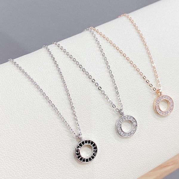 

chains botu 2021 fashion round shape necklace female personalized full diamond pendant bijoux jewelry for women, Silver