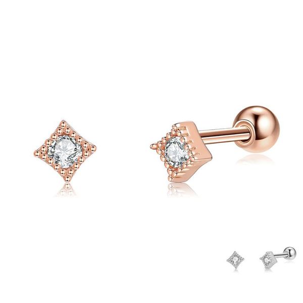 

stud zemior square shape 925 sterling silver small earrings for women clear cubic zirconia earring female wedding fine jewelry, Golden;silver
