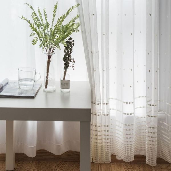 

curtain & drapes custom modern simple embroidered white curtains for living room bedroom screen polyester-cotton yarn