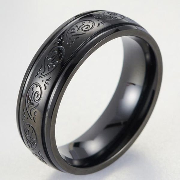 

wedding rings luxury viking black carving pattern fashion knuckles emo ring stainless steel for women large, Slivery;golden