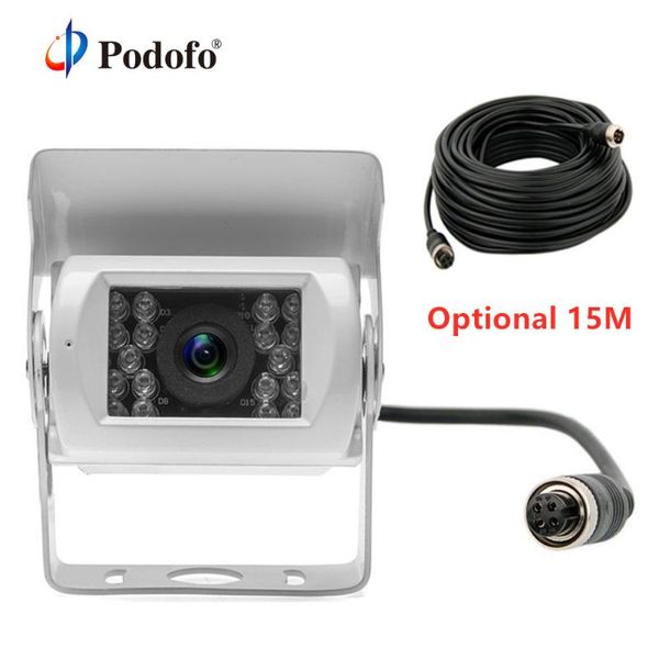 

cameras podofo backup camera 4-pin 49ft video cable with 18 leds ir lights rear view for bus truck trailers parking assistance