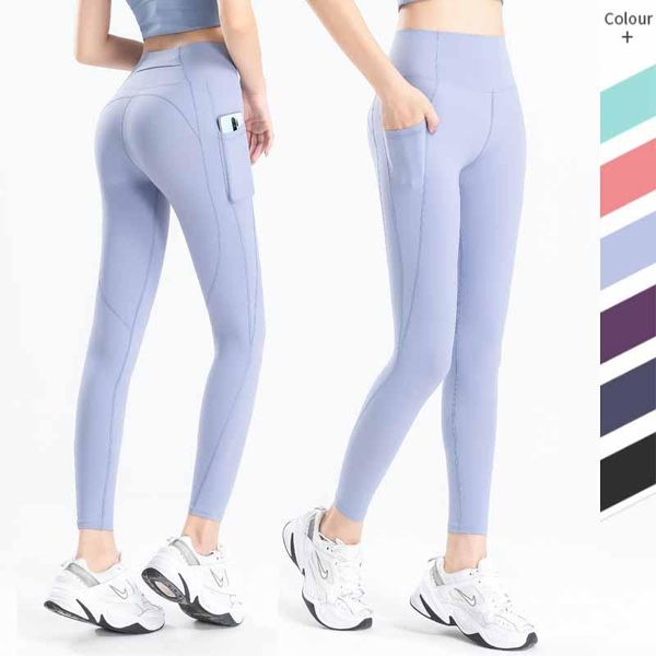

yoga outfit women pants naked feeling stretchy sports tights pocket high waist leggings running fitness workout gym clothing