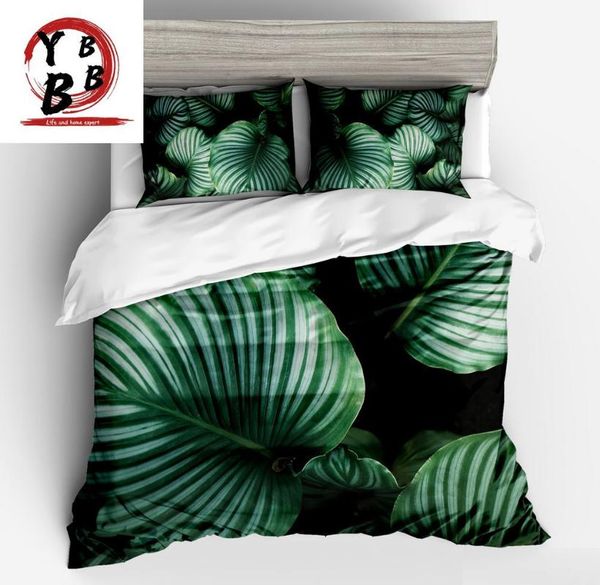 

bedding sets white green leaves plant twin full  king size quilt/duvet/cover pillowcase set fashion 3d bedclothes