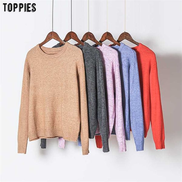 

ies womens sweater autumn winter knitted round neck pullover korean clothes 211221, White;black