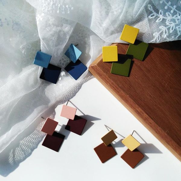 

stud japan and south korea temperament retro candy act the role of geometric earrings fashion female color joker, Golden;silver