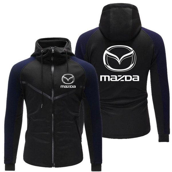 

men's hoodies & sweatshirts 2021 spring autumn mazda brand mens harajuku style comfortable slim gradient color zipper pure cotton print, Black