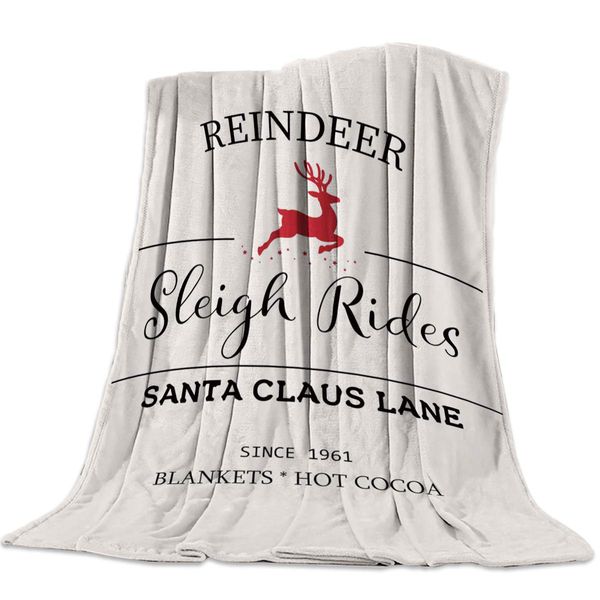 

flannel fleece throw blanket for couch 39" x 49", merry christmas reindeer sleigh rides santa claus lane blanket super soft cozy
