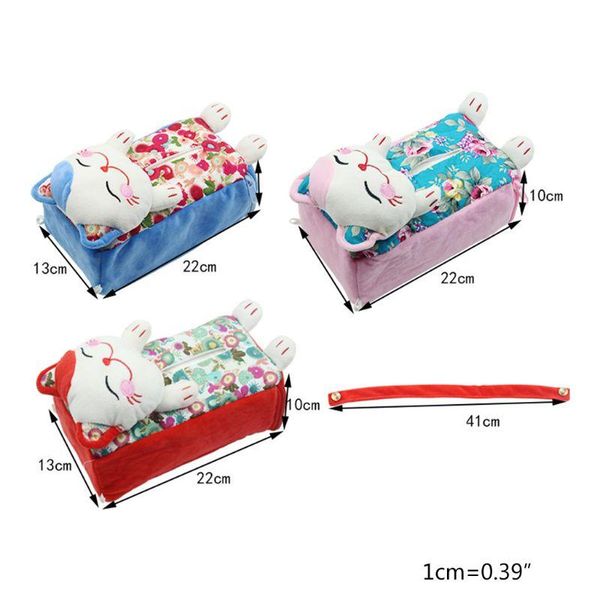 

toilet paper holders car lucky cat hanging tissue box holder plush toy style anime case cartoon cover napkin storage tray parts