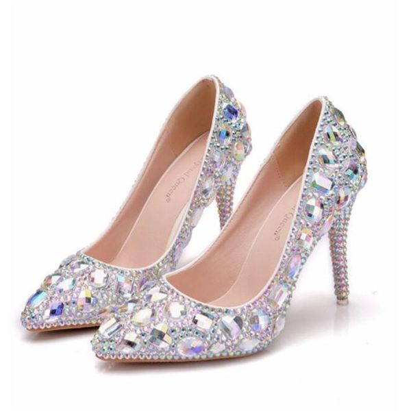 

dress shoes pcuan wedding high heels crystal bride woman quality 9 cm, Black