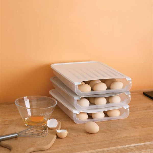 

storage bottles & jars household egg box portable automatically out container plastic transparent tray refrigerator crisper kitchen