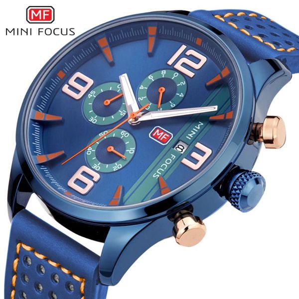 

wristwatches minifocus fashion sports watches mens chronograph quartz men wrist watch waterproof date clock relojes hombre 2021, Slivery;brown