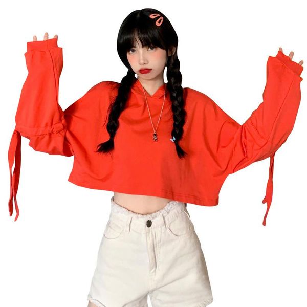 

women's hoodies & sweatshirts early autumn cuff loose hoodie super dalian niche design, Black