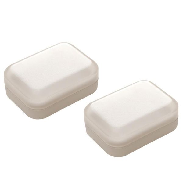 

soap dishes 2pcs holders bathroom kitchen travel storage boxes (white)