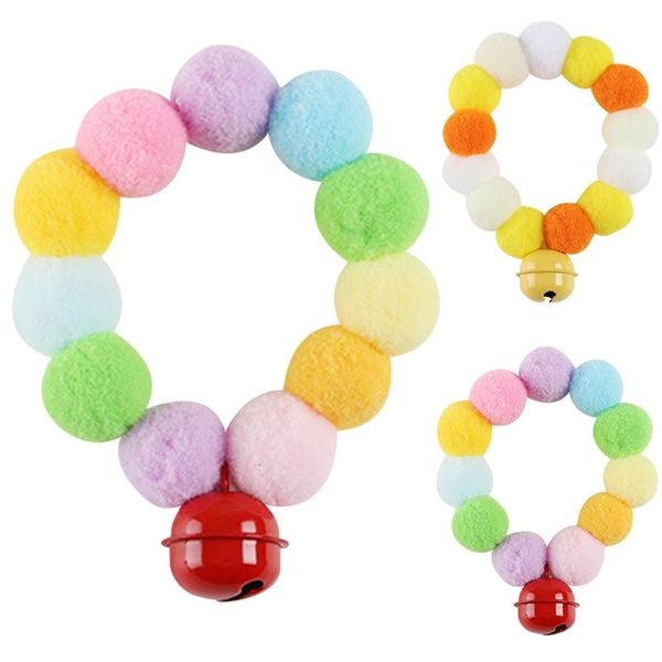 

dog apparel christmas pet collar cute plush ball necklace elastic rope polyester cat with bells holiday decorations