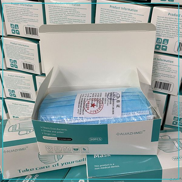 

50 be, white and black disposable protective masks in three-layer 95 spray box