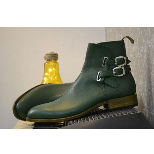 

dress shoes men's leather boots with handcrafted buckles, classic low pipe for men, casual and fashionable style, winter kr169 combat o, Black