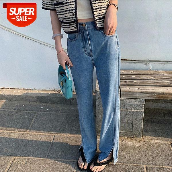 

customized [small waist jeans] straight loose wide-leg pants women small #d24z, Black;white