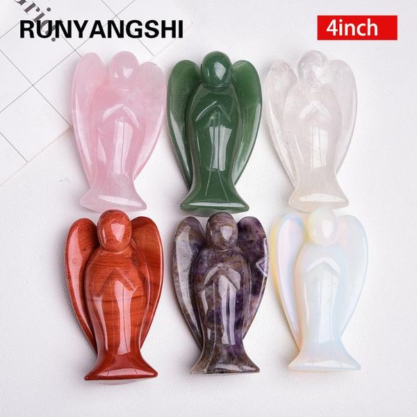 

decorative objects & figurines 4inches carved natural crystal quartz gemstone peace angel pocket guardian reiki healing stone statue