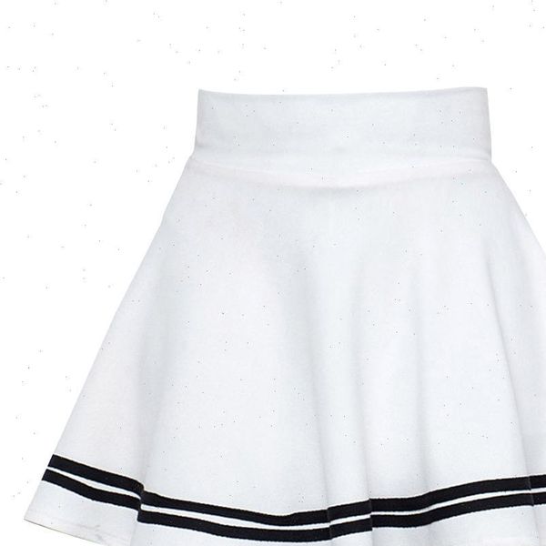 

high waist solid color women skirt stripe midi pleated girls black white a line mini school uniform large size