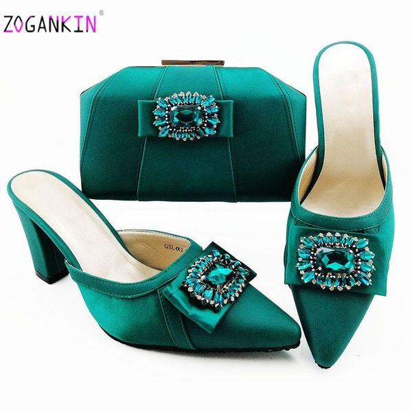 

dress shoes teal nice design nigerian rhinestone with matching bags ins latest african women pointed toe slipper and set on sale, Black