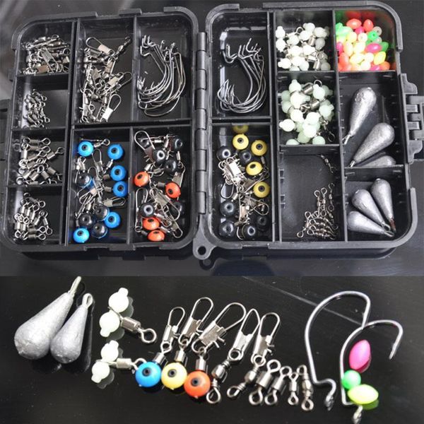 

177pcs/box space beans connector fishing kits swivels hook lure tackle outdoor portable easy carrying accessories