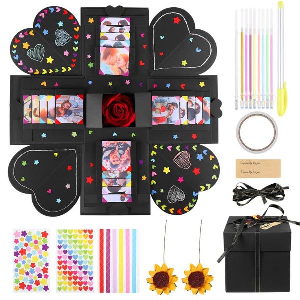 

gift wrap pretyzoom square explosion box diy surprise scrapbook po wedding anniversary (black)