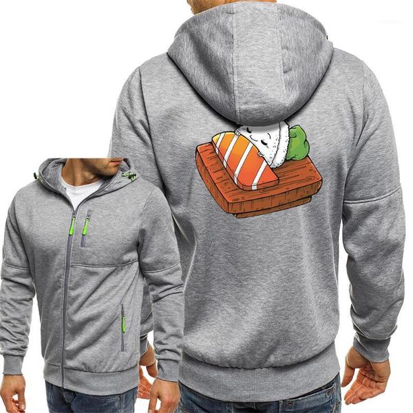 

men's jackets sushi sleep cute cartoon mens japan style graphic hooded outerwear casual loose zip jacket harajuku streetwear men coat, Black;brown