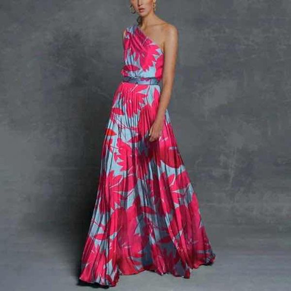 

spring and summer leaves stitching strapless print dress women's casual suspender beach skirt cx220303, Black;gray