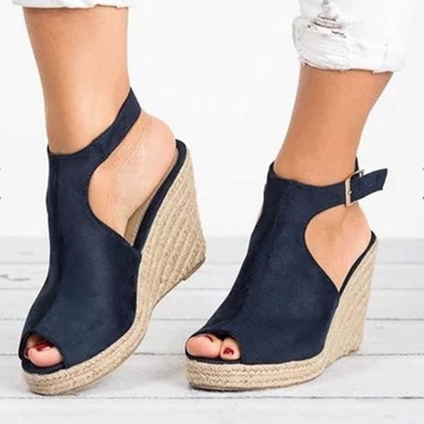 

dress shoes women's sandal 2021 summer rope wedge heel platform waterproof fish mouth, Black