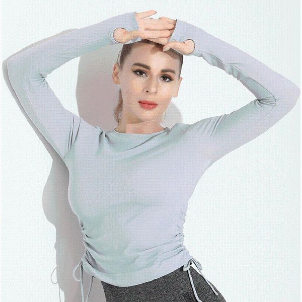 

yoga outfit lantech sports shirts gym seamless crop fitness women shirt clothes active workout sportswear long sleeve