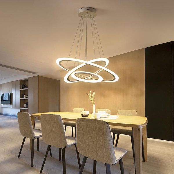

pendant lamps led ceiling lamp modern for dining room living acrylic circle ring chandelier dimmable bedroom kitchen interior lighting