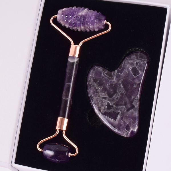 

amethyst sawtooth face roller natural stone crystal massage acupuncture tool health beauty neck slimming anti wrinkle cellulite