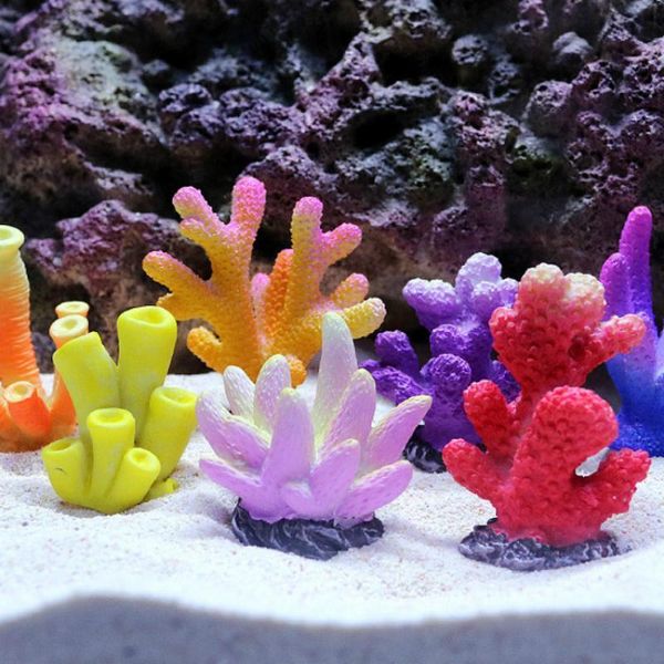 

decorations fish aquarium decoration resin mini coral artificial aquatic plants reef lanscaping ornaments tank accessories