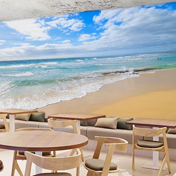 

wallpapers 3d space extension bedroom mediterranean sea view background wall mural restaurant milk tea shop decorative wallpaper waterproof