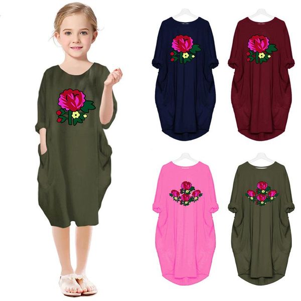 

girl's dresses 2021 summer ramadan dress baby girls cartoon leisure mommy and me family matching outfits kids eid mibarak casual clothe, Red;yellow