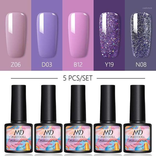 

doll gel polish set 5pcs soak off uv varnishes hybrydowe nail for manicures need cured base coat kit1