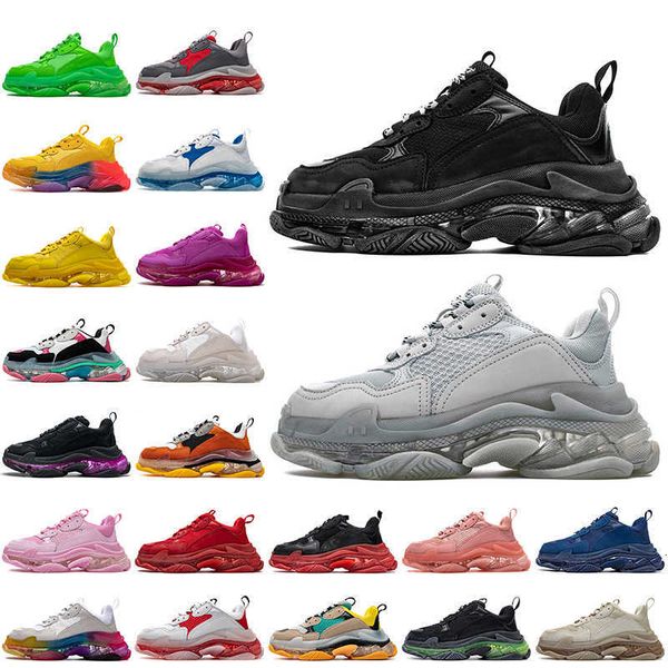 

triple s women mens luxurys designers run shoes crystal bottoms pairs 17fw clear sole vintage white black volt loafers trainers