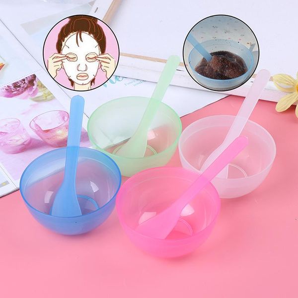 

eyebrow tools & stencils 4 kleuren diy plastic film kom met masker lepel stok set gezichtsmasker zelfgemaakte make-up schoonheid