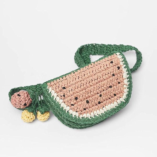 

storage bags watermelon waist bag straw single shoulder girl's woven chest