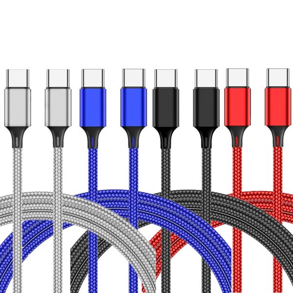 Кабели быстрого зарядки 1M 2M 3M Тип-C Micro Braided Alloy PD USB-кабель для Samsung S10 S20 S21 Примечание 20 HTC LG Xiaomi Date Line