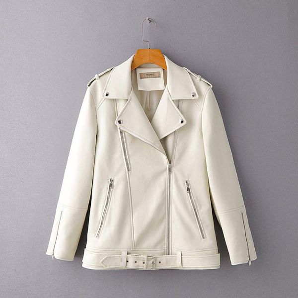 

women's leather & faux brand autumn women jacket casual loose soft pu motorcycle punk coat female zipper rivet outerwear y889, Black
