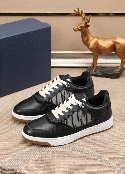 

designer luxury casual shoes b27 low-sneaker black smooth calfskin with beige and black shoe with original box